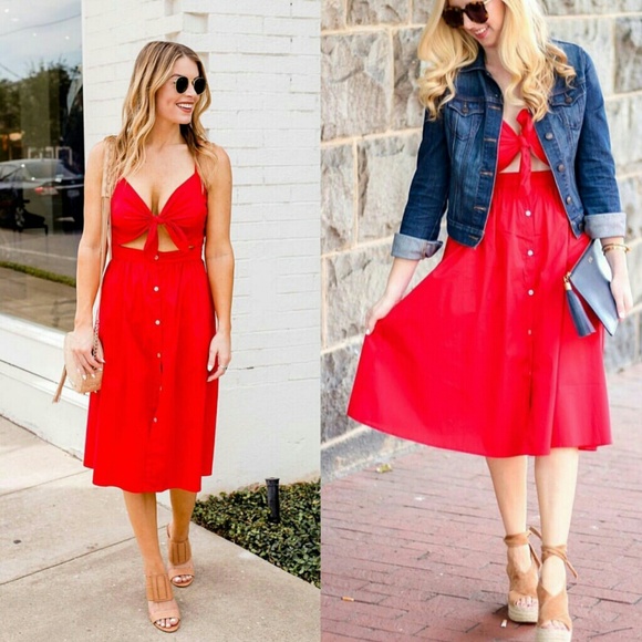 🆕🌱 GIANNI BINI Cutout Tie Front Dress - Picture 2 of 8